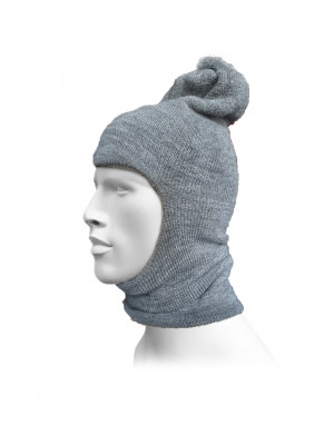 Pure Wool Ribbed Monkey Cap  Grey